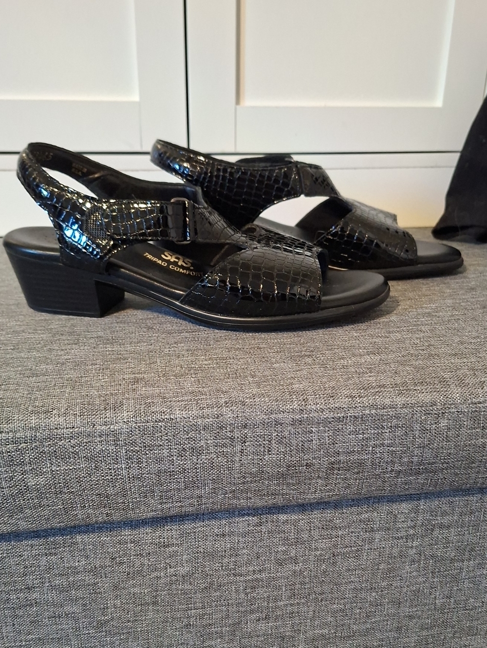 SAS Black Patent Croc Slingback Heels